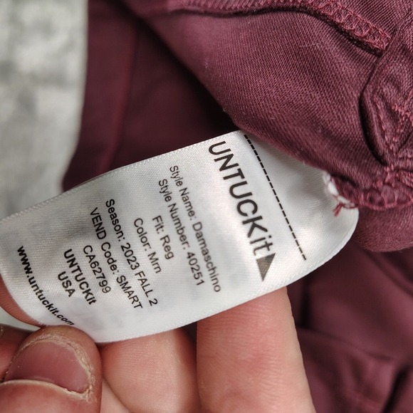 UNTUCKit Damaschino Polo Shirt Mens XL Maroon Soft Cotton Long Sleeve Casual‎ - Picture 5 of 10